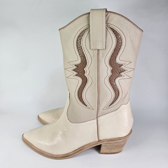 Dolce Vita Boots Women's 9.5 Suzy Fashion Western Cream White 2 Tone Cowgirl - Picture 6 of 12